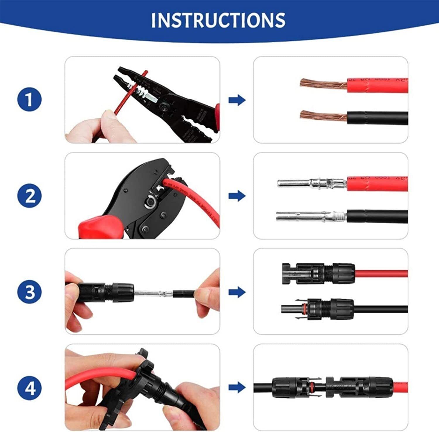 12Pairs Panel PV Solar Cable Connectors Wire Crimper Pliers Crimping Tool Set