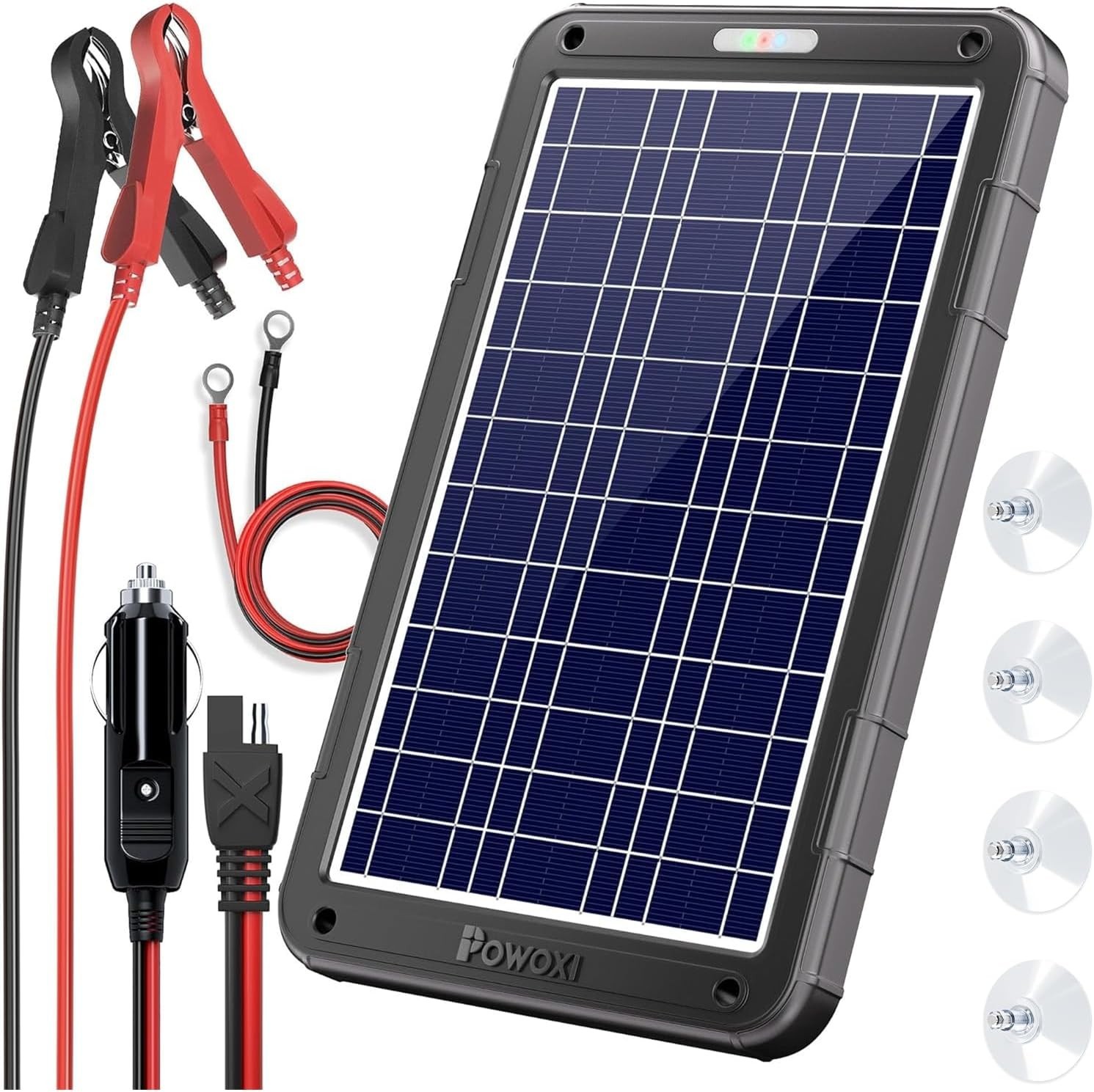 12W Solar Panel Battery Trickle Charger for Car, RV, and Motorcycle Maintenance