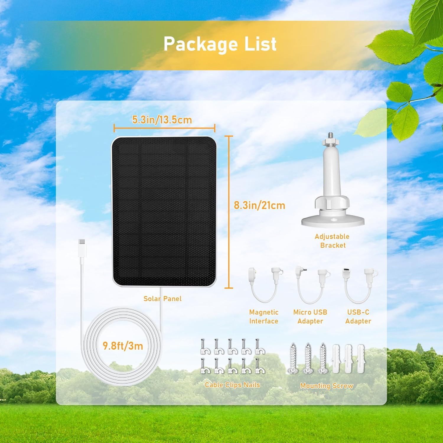 Solar Panel Charger for Arlo Essential Series,Go 2,Pro 6Xl/6/5S/3,Ultra Series,W