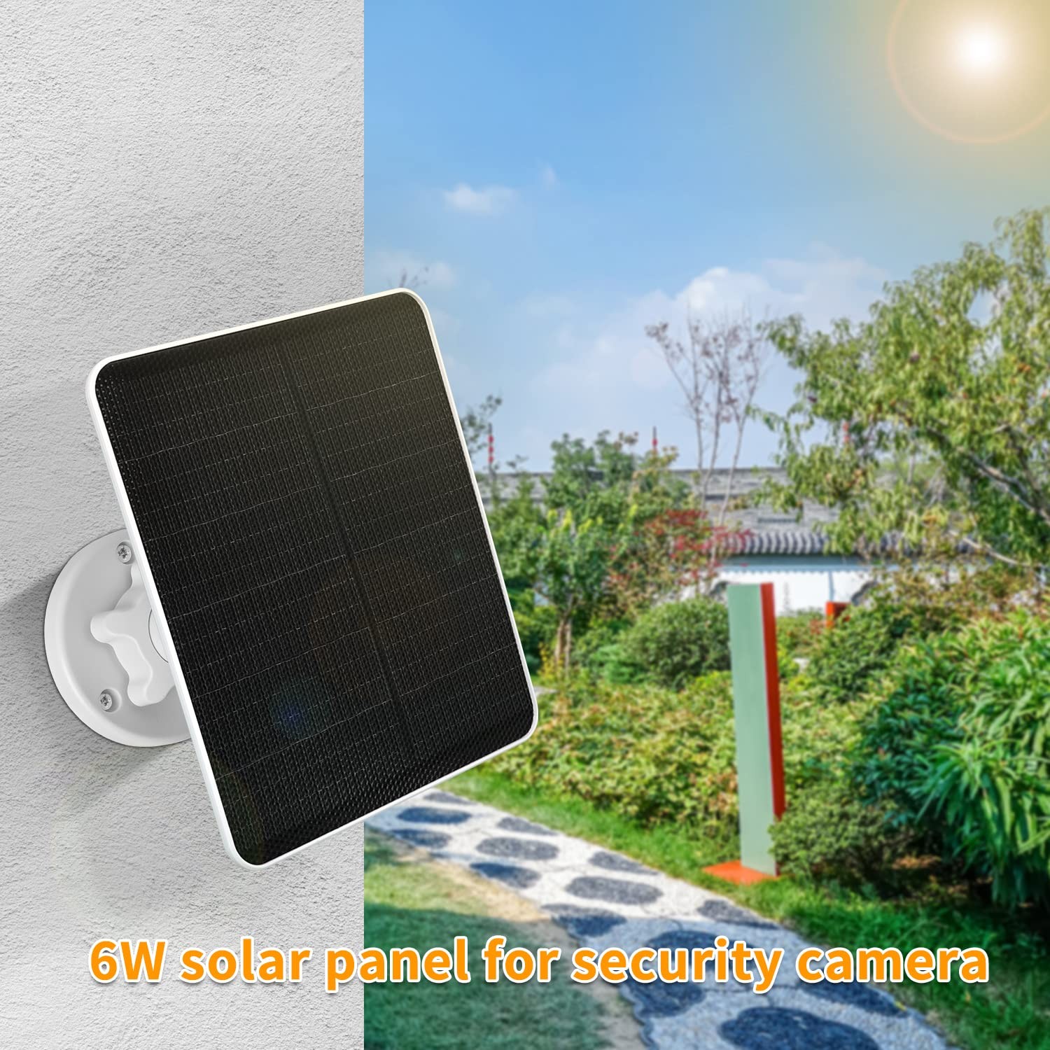 Solar Panel for Security Camera, 6W Solar Panel with Micro USB & USB-C Port,C…
