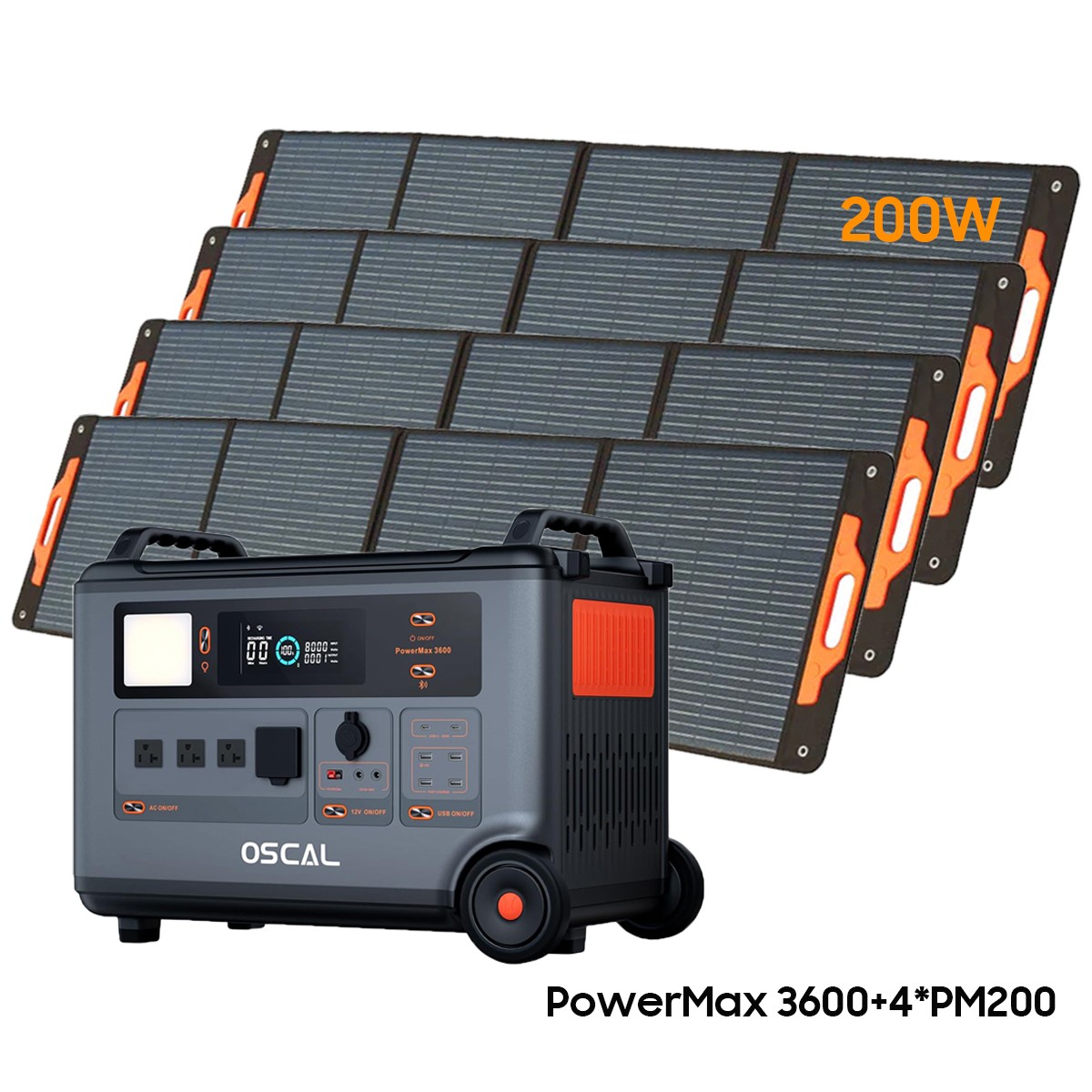 Blackview OSCAL PowerMax 3000W Power Station 3600Wh LFP + 4X 200W Solar Panel