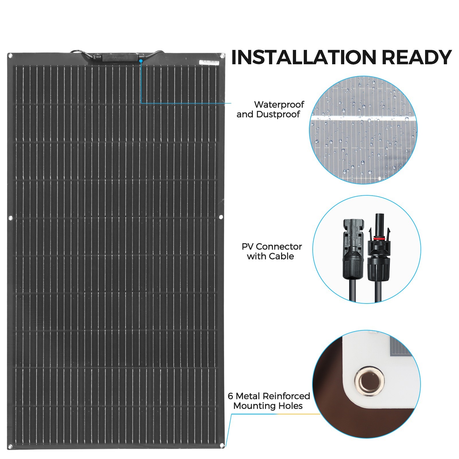 100W Flexible Solar Panel 16.5V Monocrystalline Off-Grid RV Camp Home Boat
