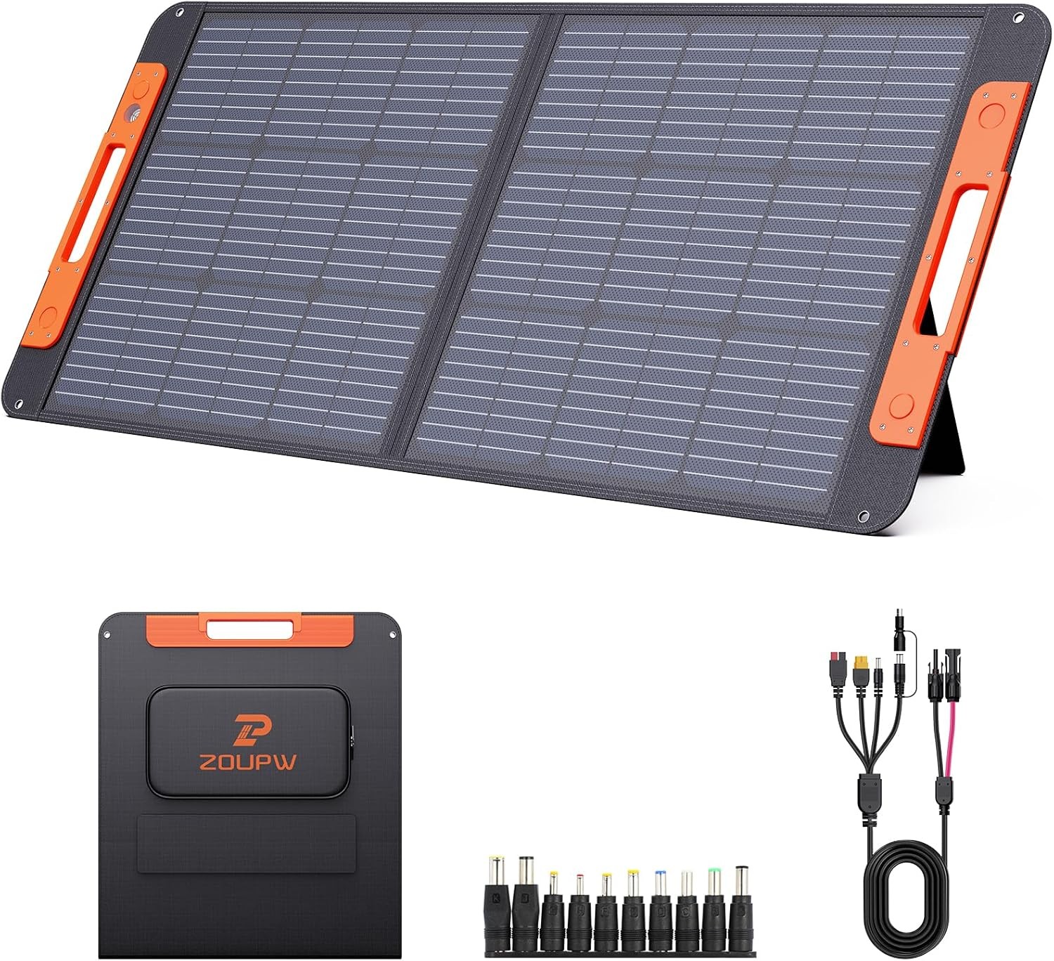 100W Portable Solar Panel with Solar Angle Guide,23.5% Efficiency Foldable Solar