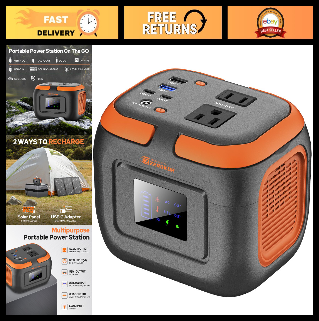 120W Portable Power Station & Generator, 97.6Wh Battery Pack with AC Outlet & US