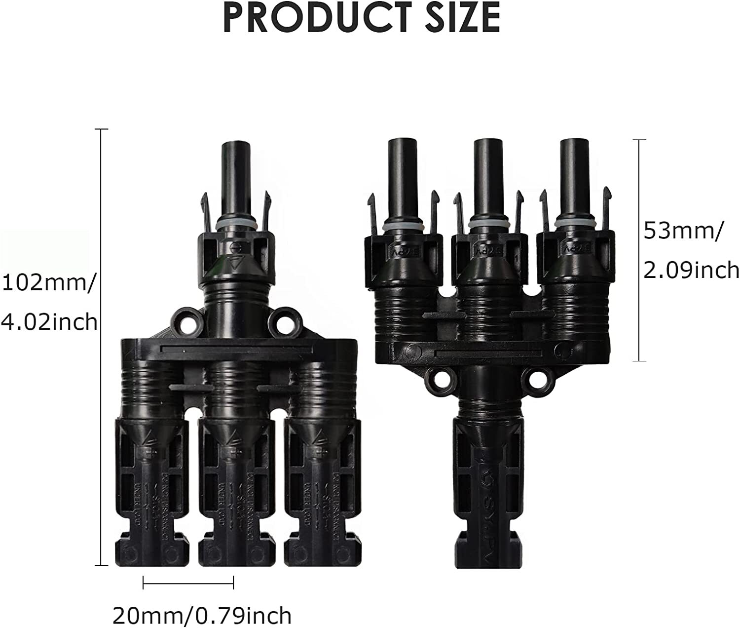 Solar Panel Connectors T Branch Connectors Cable Splitter Coupler 1 Male to 3