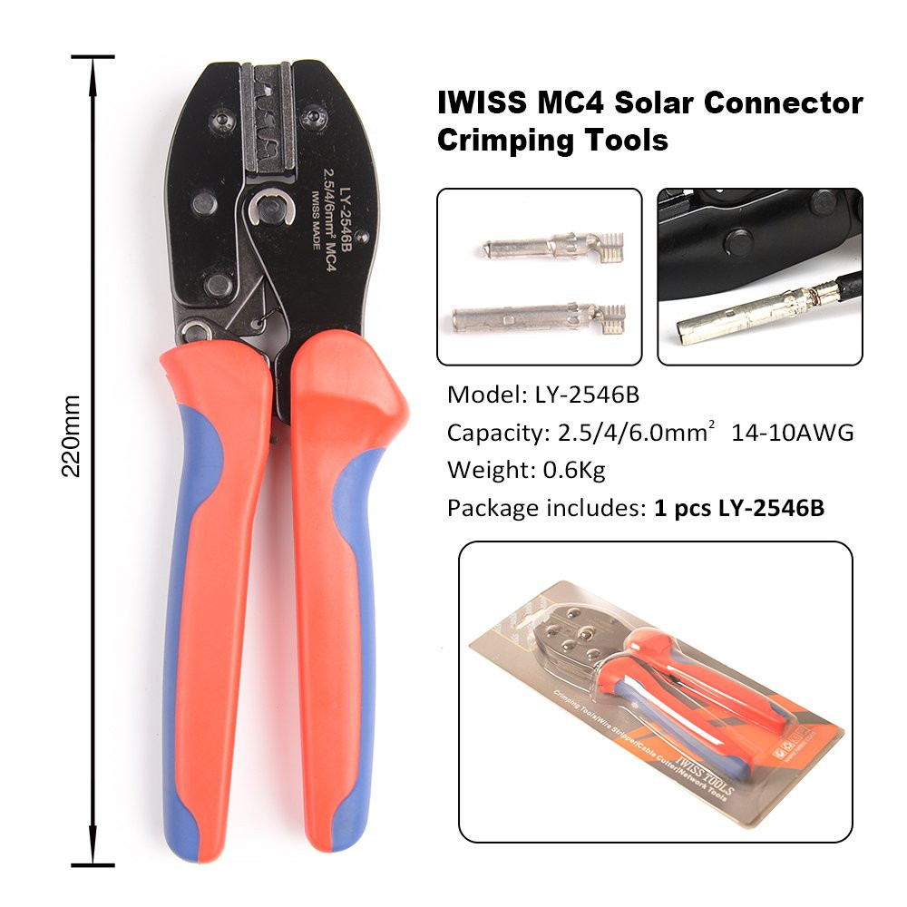 Solar PV Cable Crimping Tool AWG 14-10 2.5 4 6mm² IWS4 Connector Crimper