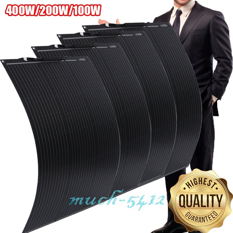 100W 200W 400W Solar Panel Flexible Mono 18V 18BB Home RV Camping PV Off Grid