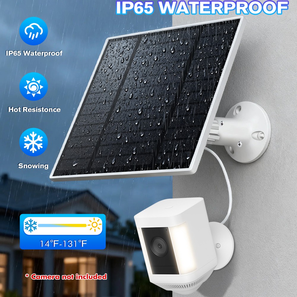 5W Solar Panels Outdoor Waterproof Solar Panel Charger for Ring Security Camera