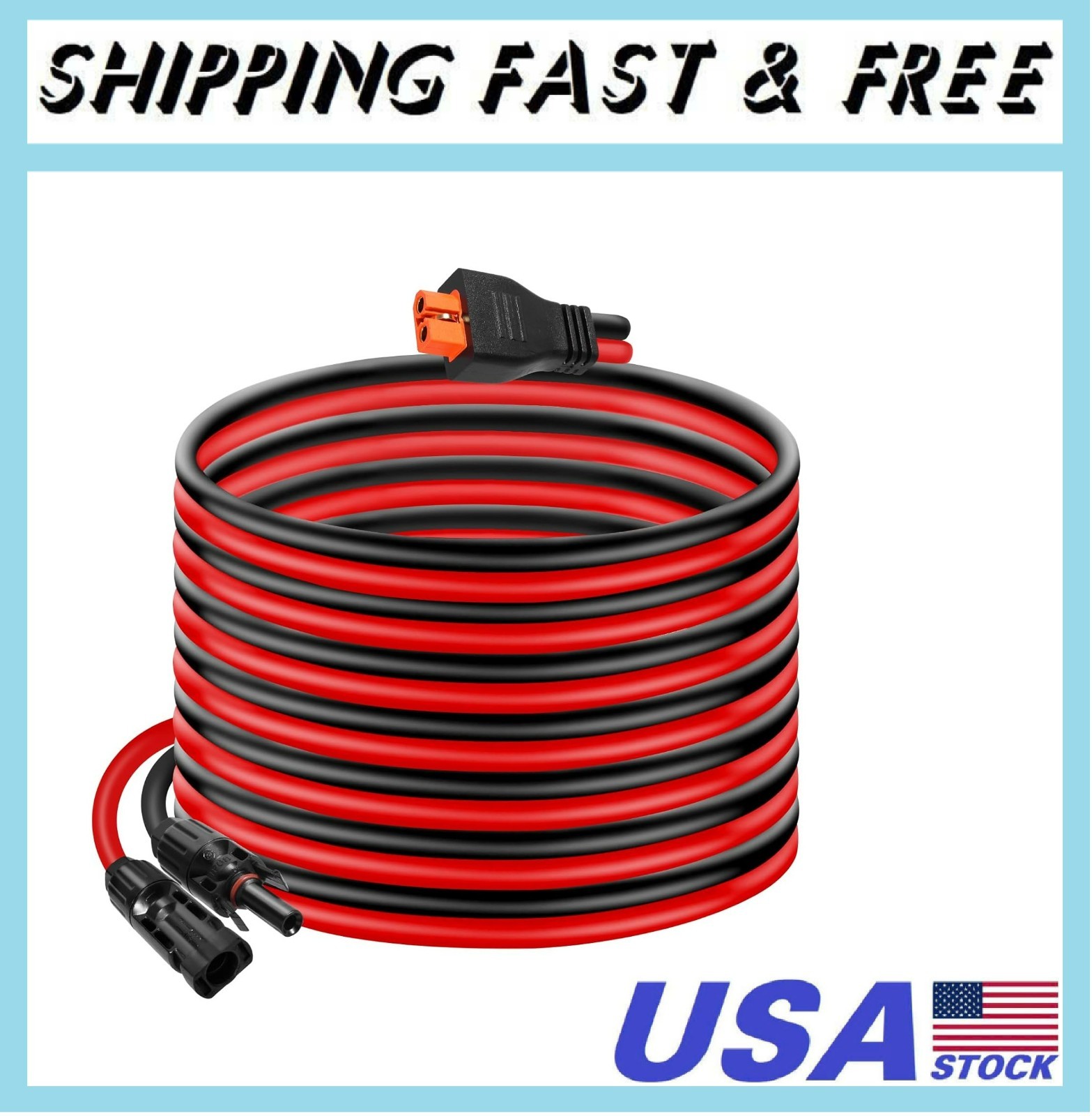 10AWG Tinned Copper Wire XT60i to Solar Panel Connector Extension Cable 25FT