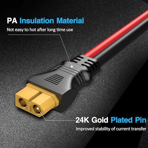 “9ft Solar Panel XT60 Charging Cable 12AWG – Extension Wire for Ecoflow Generato