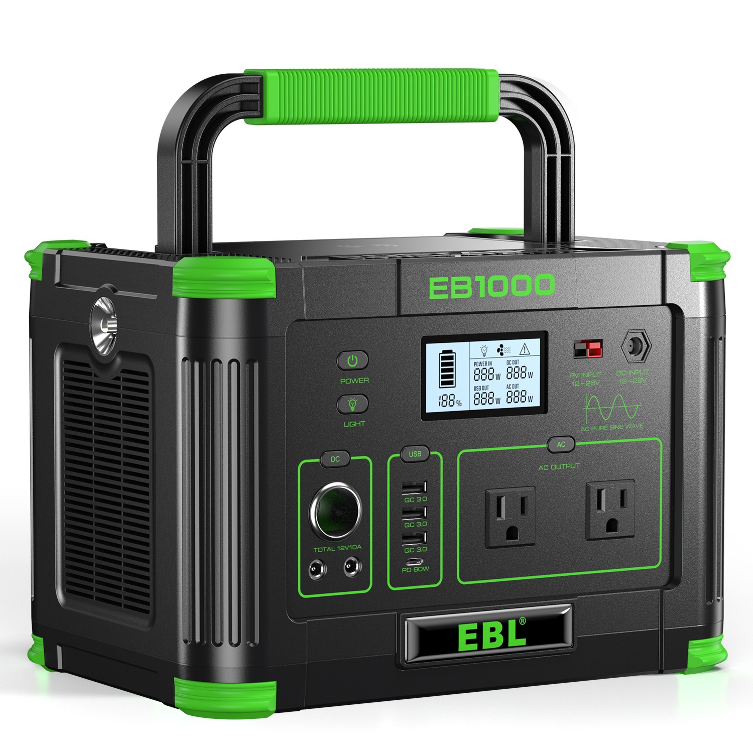EBL 1000W 999Wh Power Station Portable for Solar Generator RV Travel