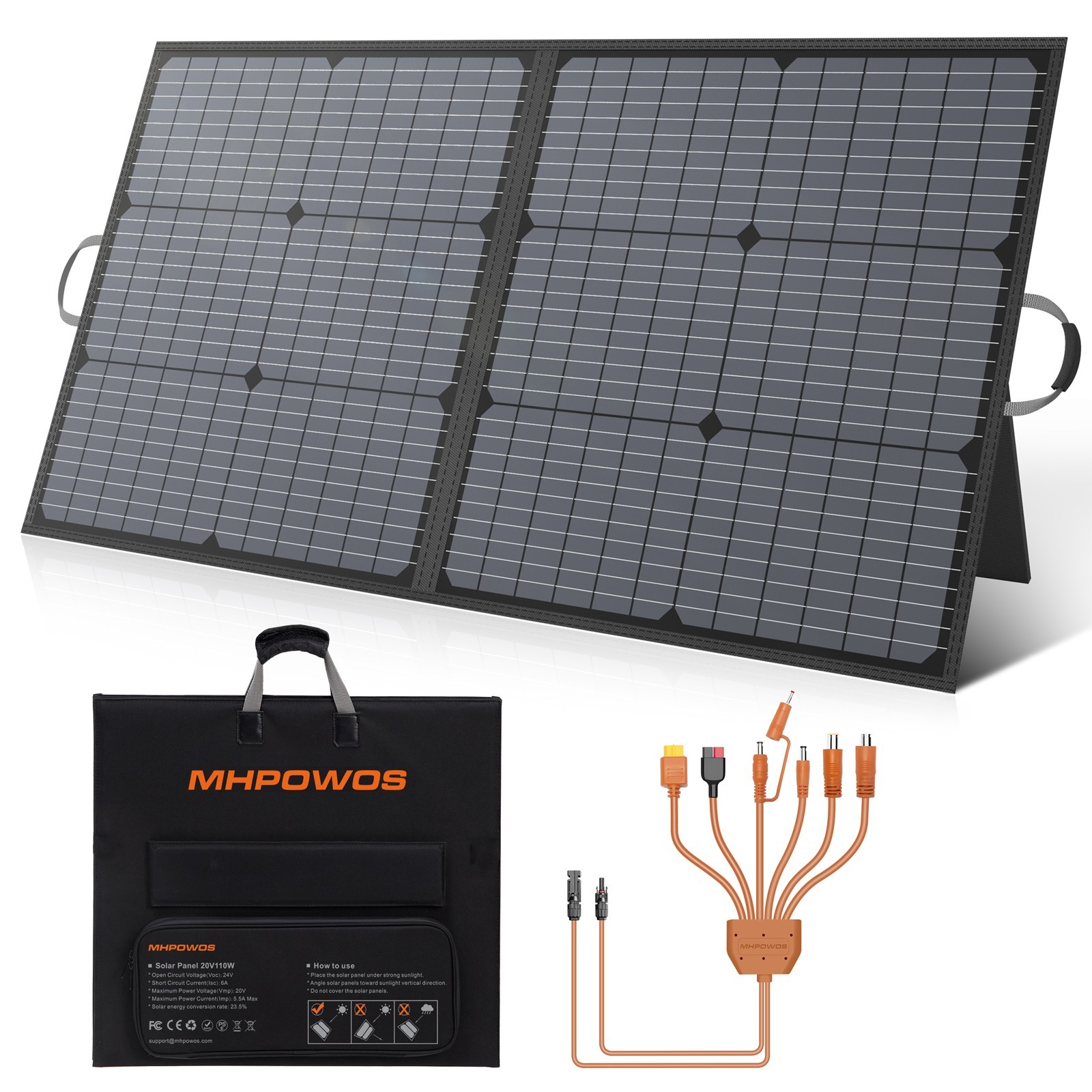 MHPOWOS 110W 220W Foldable Solar Panel Portable for Jackery Solar Generator