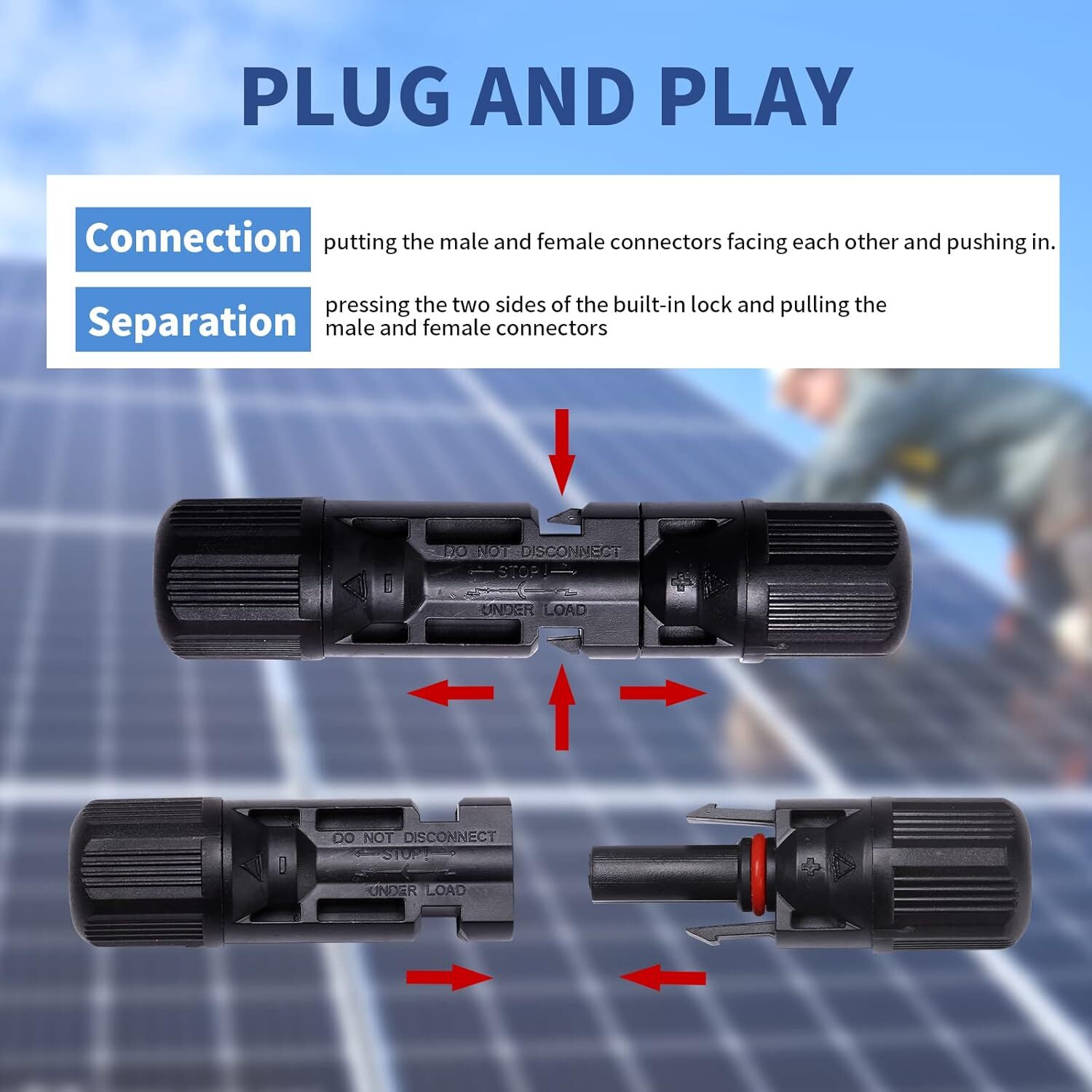 12 PCS Solar Connectors with Spanners Solar Panel Cable Connectors 6 Pair