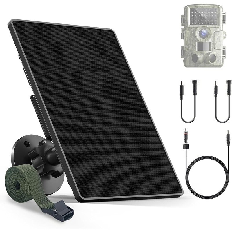 Solar Panel Trail Camera 6000mAh Rechargeable Waterproof Easy Install 6V 9V 12V