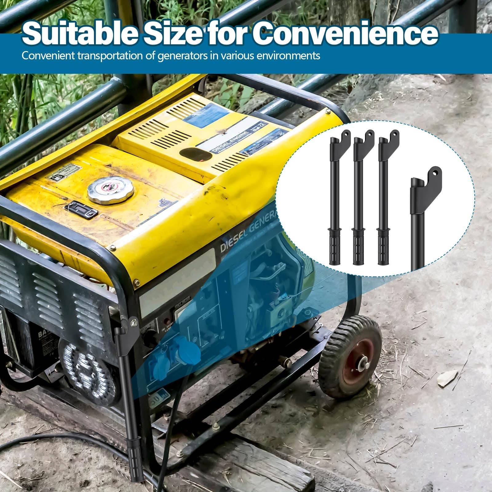 4 Pcs Generator Handle Kit, 15.8 In Folding Handles with Assembly Hardware- SALE