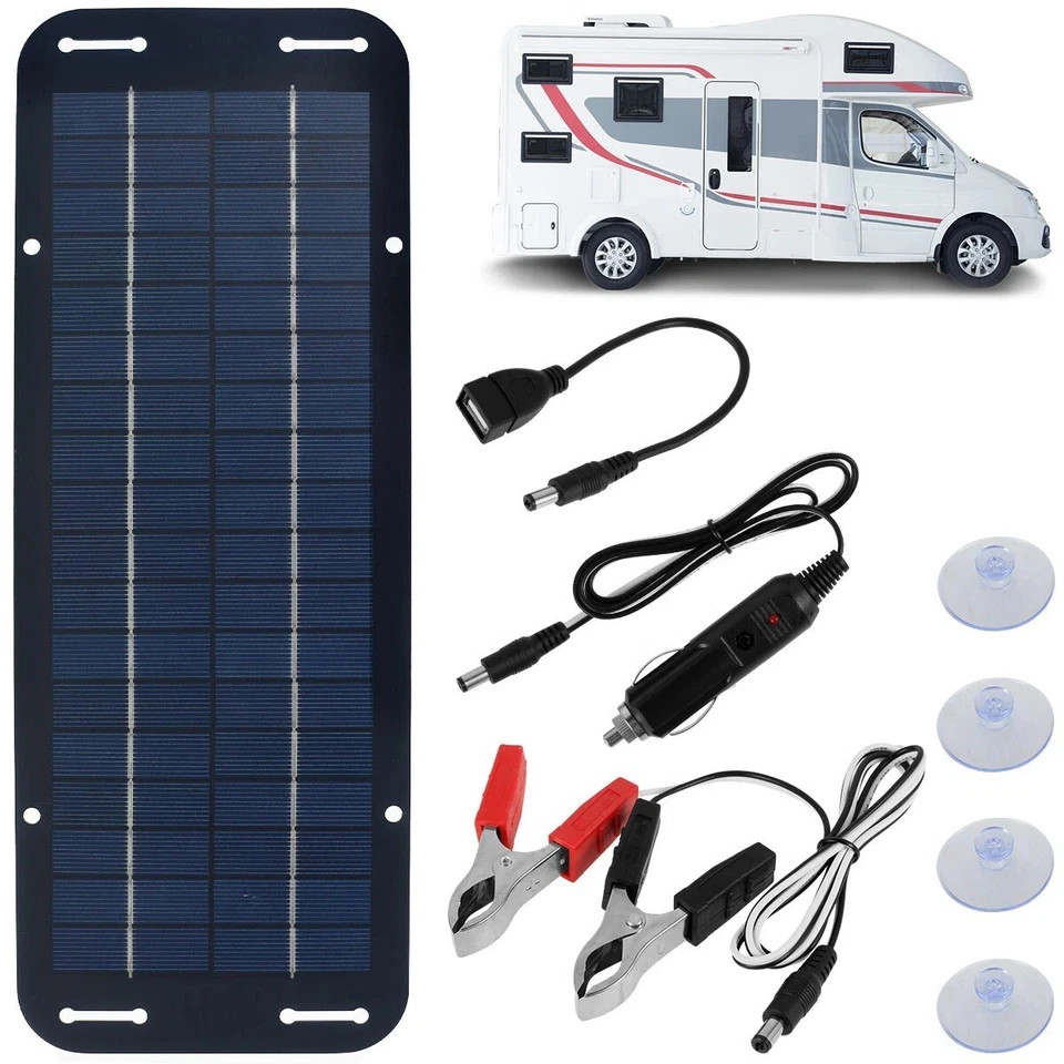 30W Solar Panel Kit 12V Trickle Charger Battery Charger Maintainer Boat RV Car