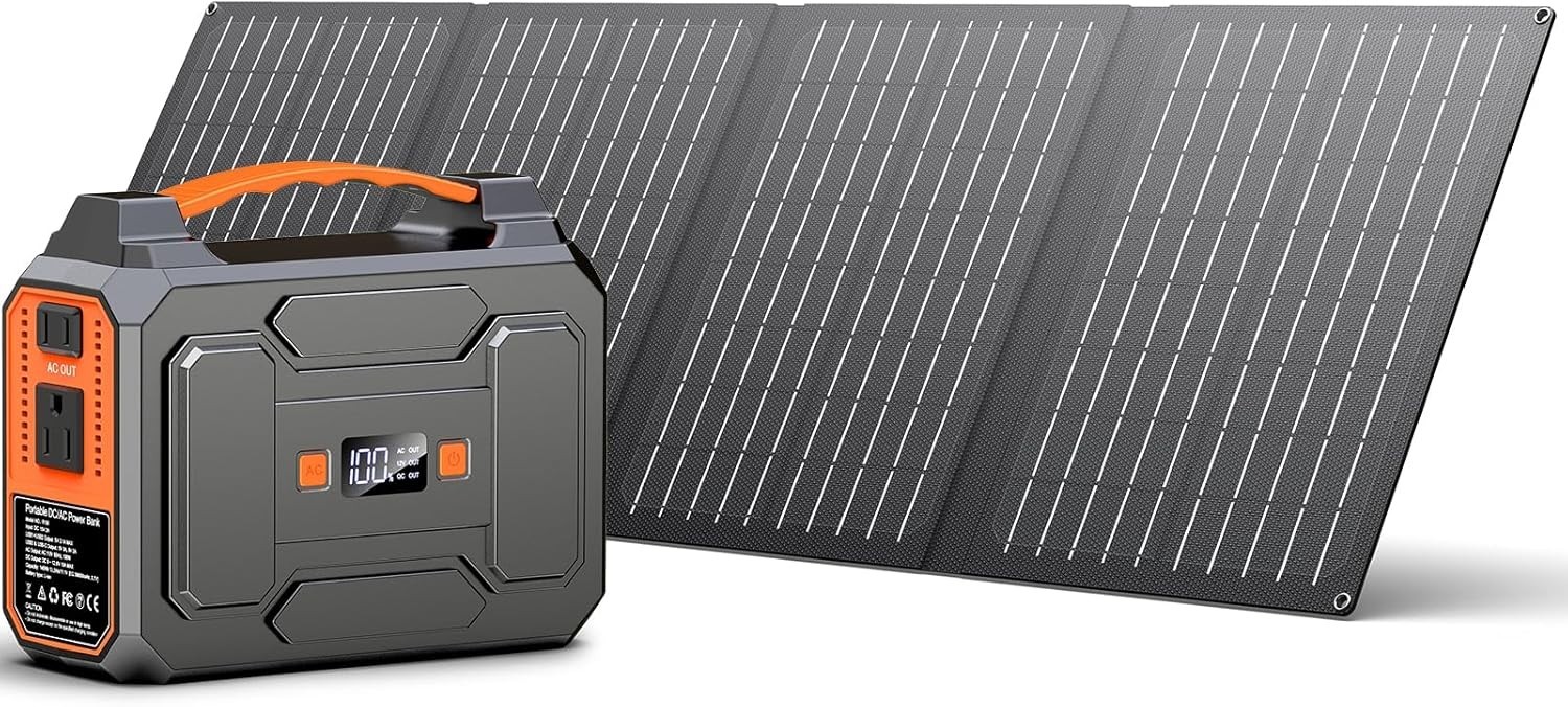 Portable Solar Generator 7 Outputs, Bright LED Flashlight