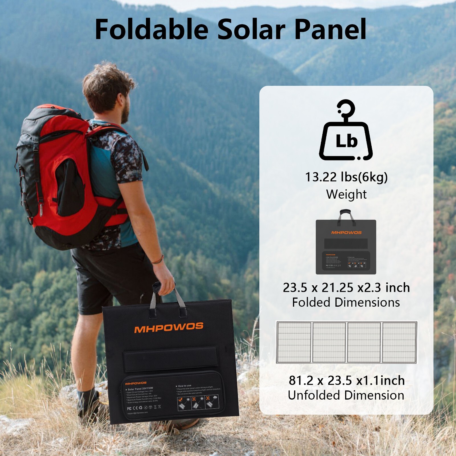 Camping Solar Panel 20V 110W 220W Solar Charger for Camper Anker Power Station