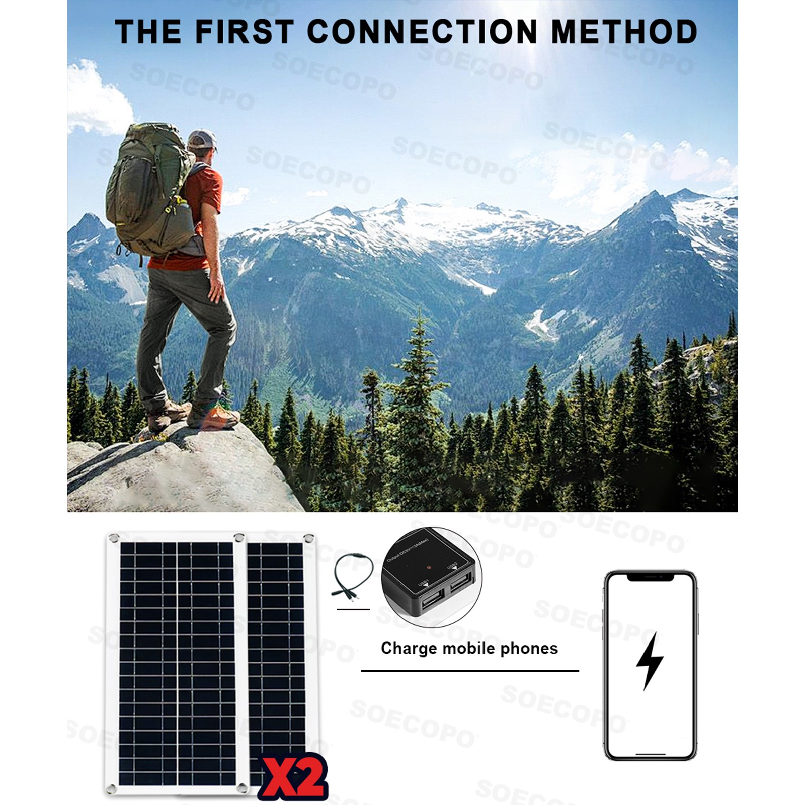 7000W Solar Kit DC 12V – AC 110V/220V Inverter, 2pcs Solar Panels, Controller