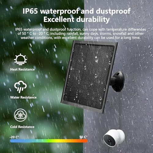 8W Solar Panel for Google Nest Camera Outdoor&Indoor Battery Version Black