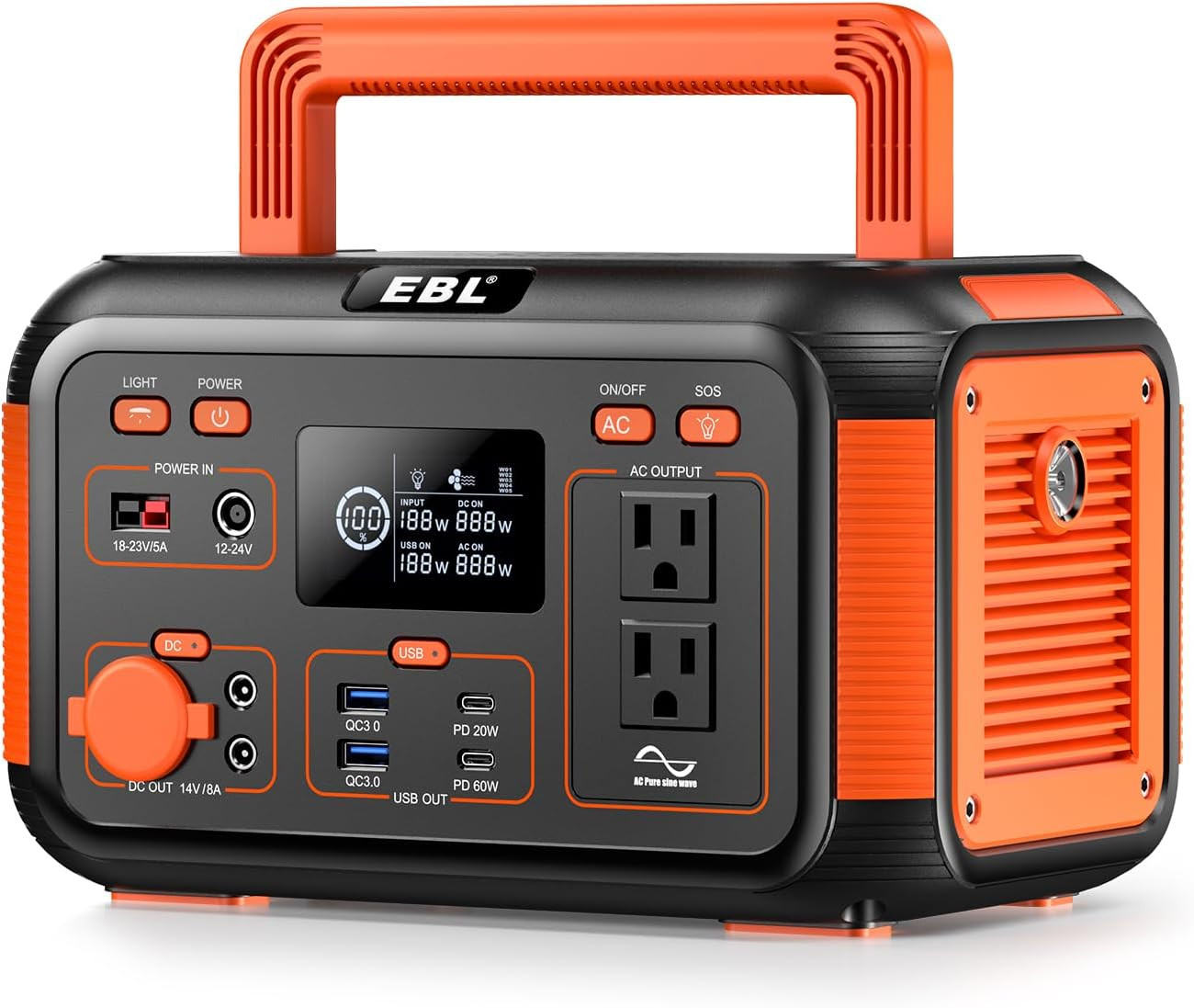 EBL Portable Power Station 300W(Peak 600W), 269.36Wh Lithium Battery Camping Sol