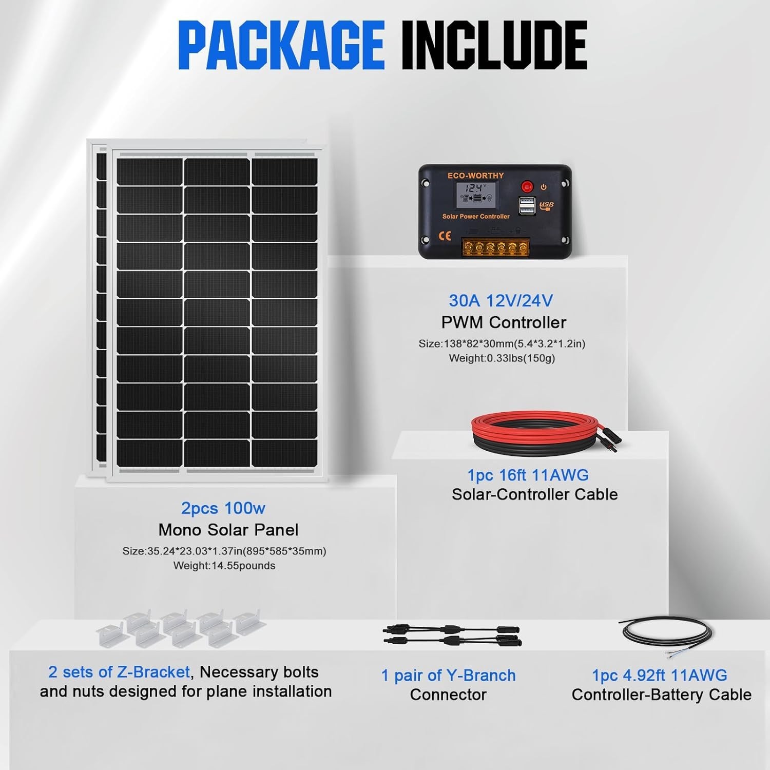 High Efficiency 200W Monocrystalline Solar Panel Kit
