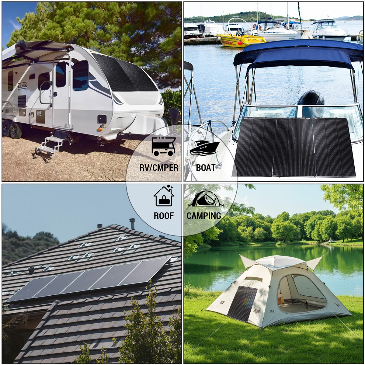 100W 18V Flexible Mono Solar Panel Waterproof For Home RV Camping Caravan Boat