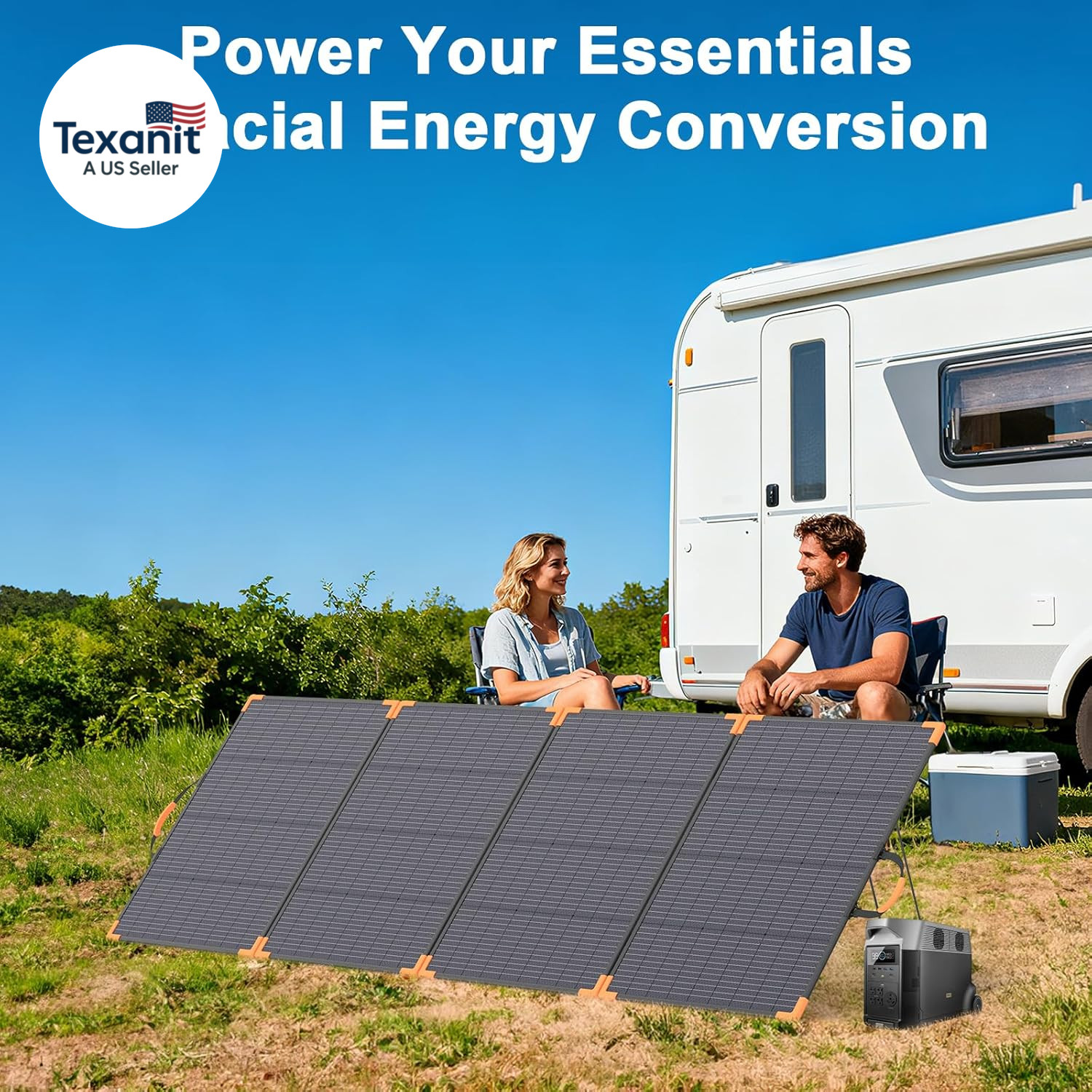 400W Bifacial Portable Solar Panel, 33V Lightweight Foldable Solar Charger for P