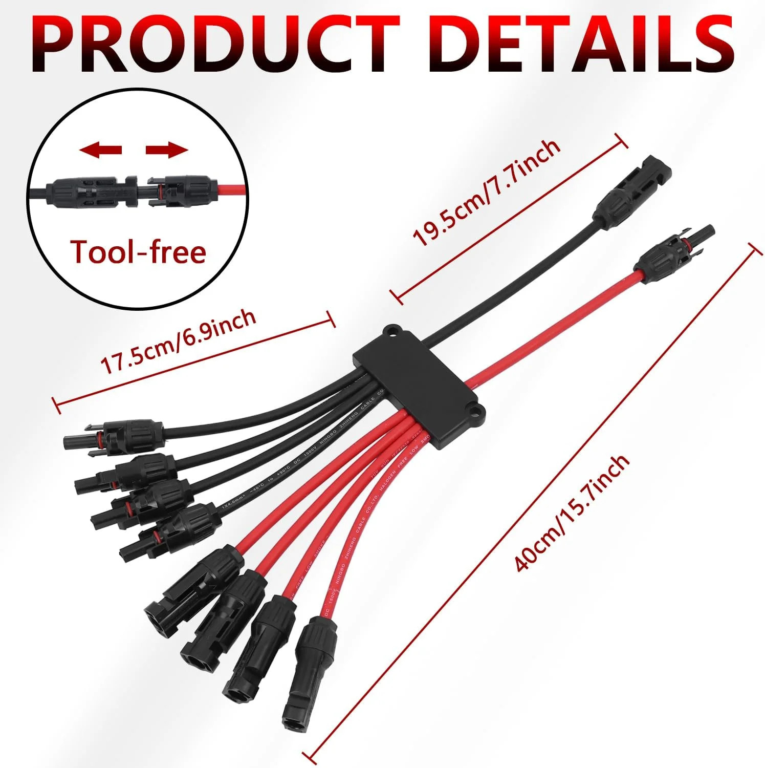 JXMXRPV Solar Connectors for 4 Solar Panels Tool Free Solar Panels Connectors