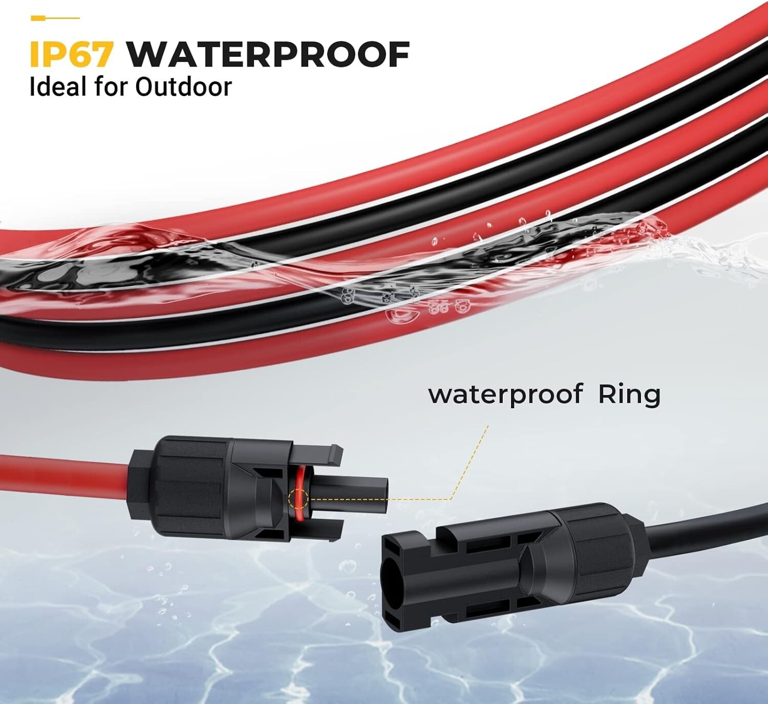 10AWG 20FT Solar Extension Cable Kit with Extra Connectors for Flexible Setup