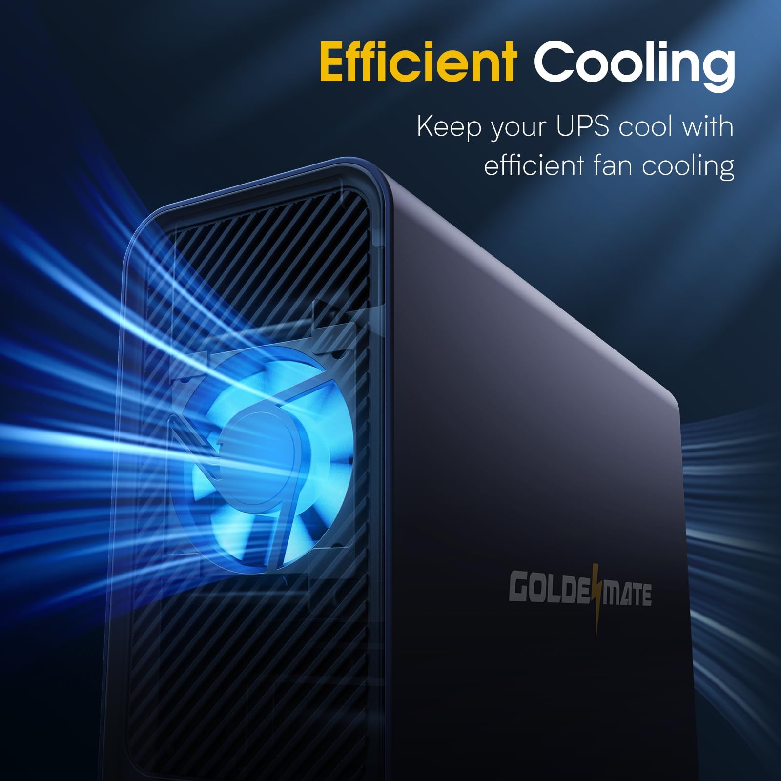 GOLDENMATE 1000VA LiFePO4 UPS 600W Battery Backup Pure Sine Wave White for PC