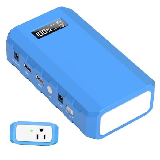 Dark Blue Portable Power Station with AC Outlet, 65W/110V Battery, Dark Blue