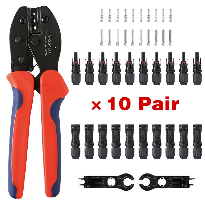 Panel Connector 1500V 30A PPO/PPE Stecker Kit PV Branch Crimping Pliers Tools