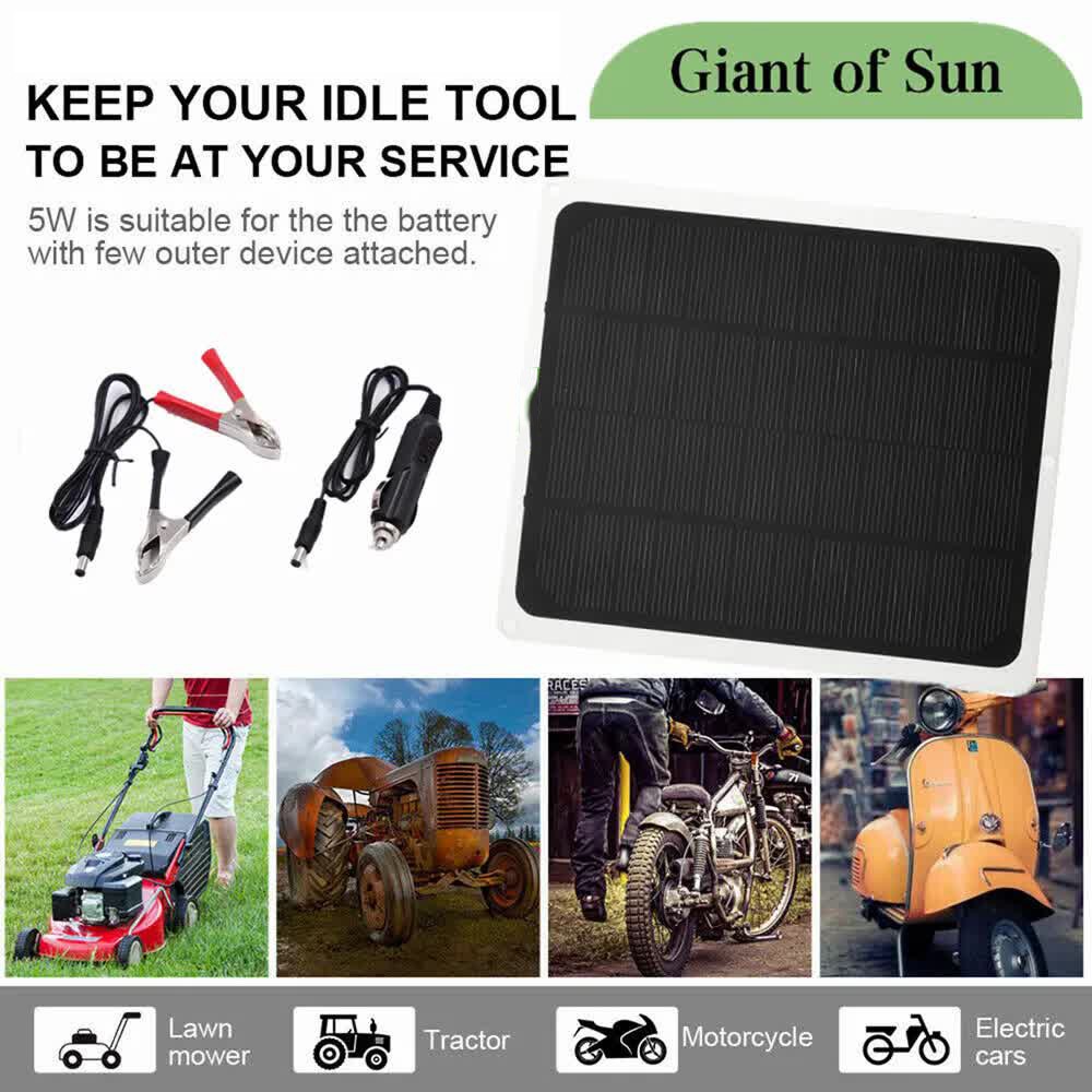 Trickle Charger 10W Solar Panel Kit 12V Battery Charger Maintainer Boat RV Car