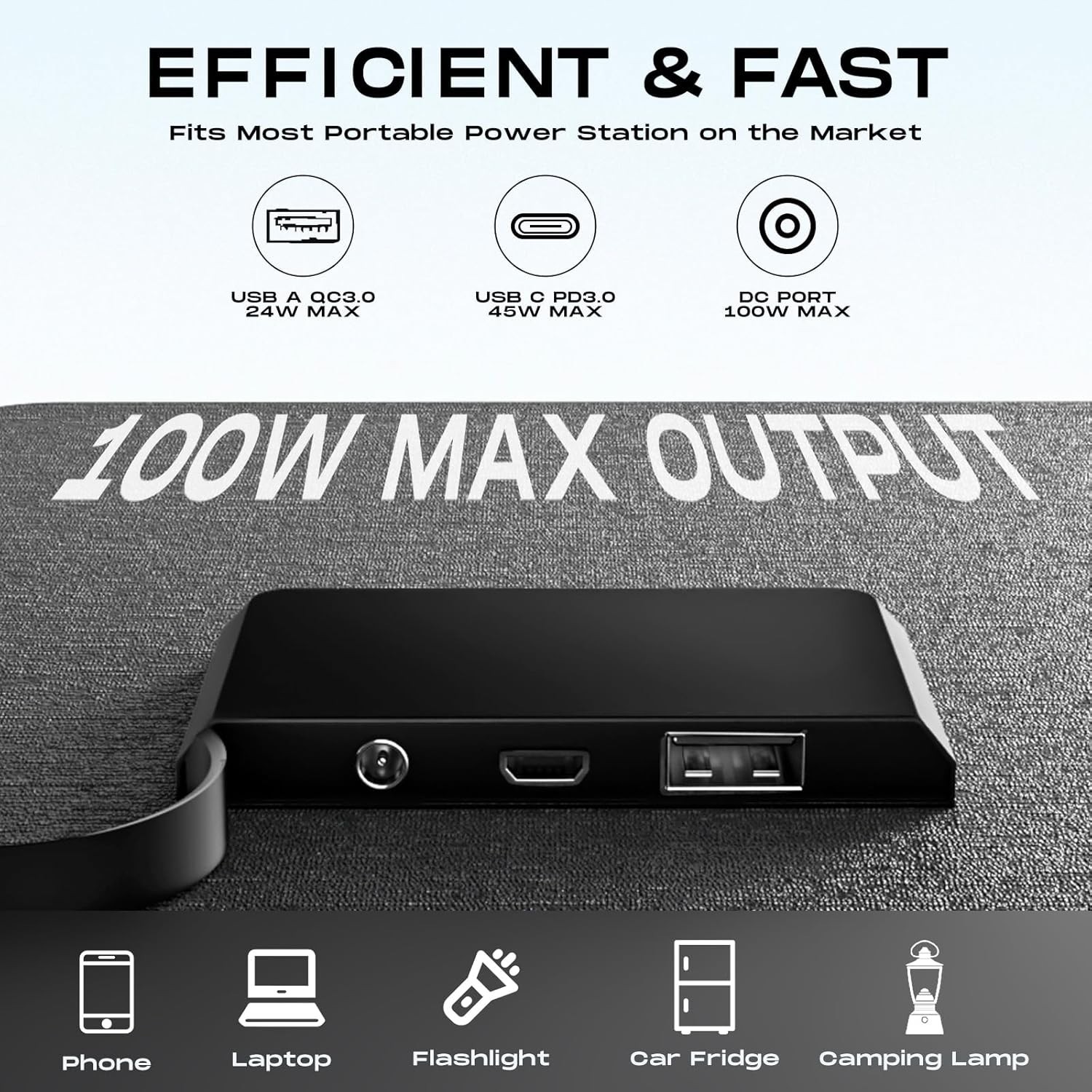 100W Portable Waterproof Solar Panel – High Efficiency Charger for Adventures