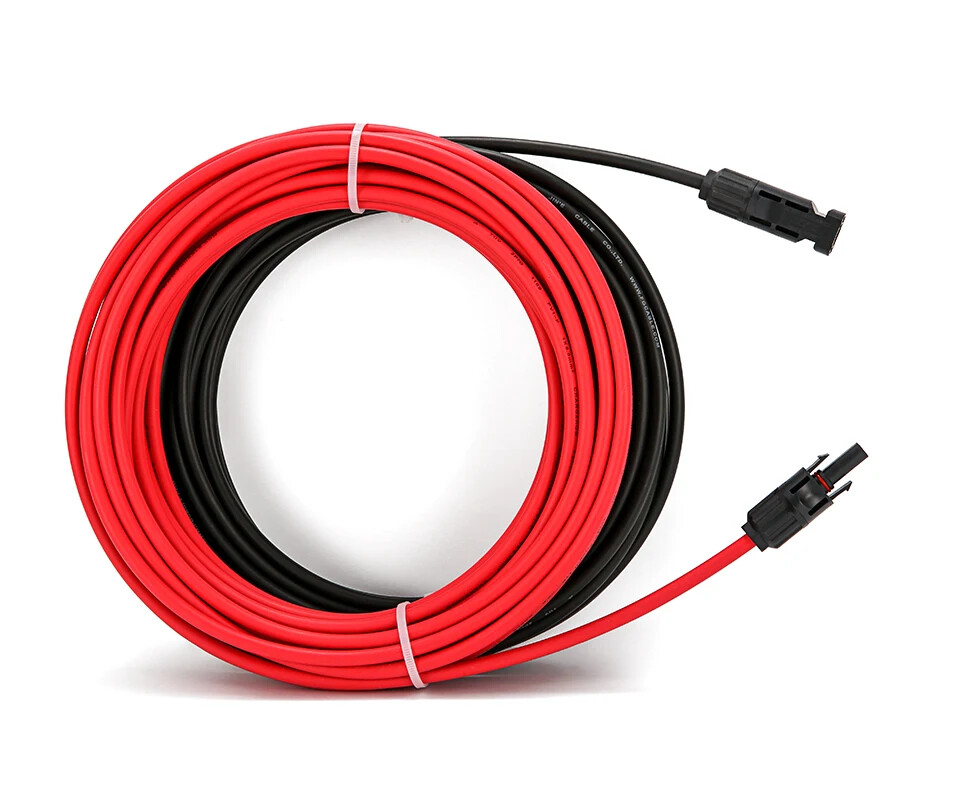 1 Pair PV Cable 2.5/4/6mm² 10-14AWG Black Red Wire with Connector Ends For Solar