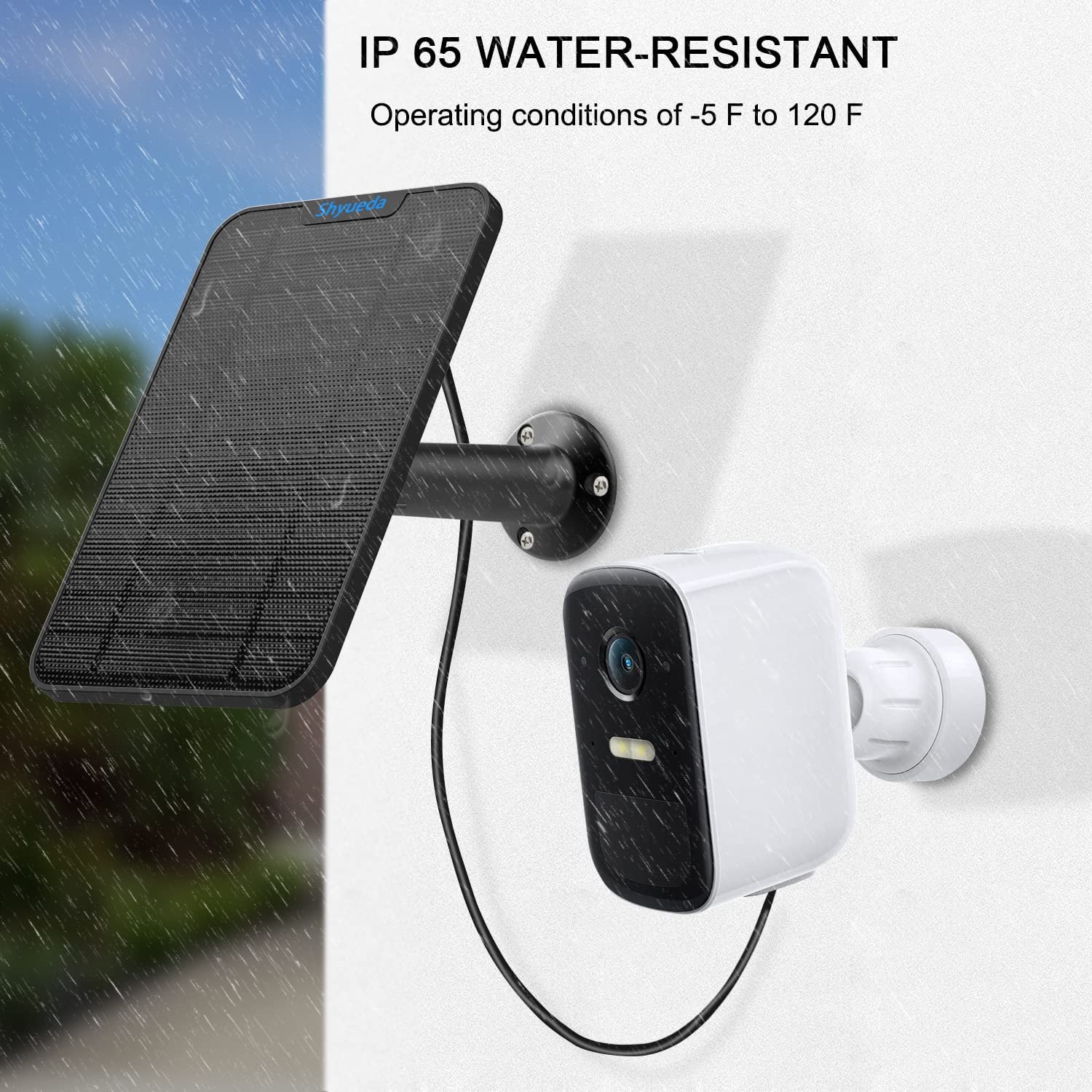 Eufycam Solar Panel 13.1ft Cable IP65 Waterproof Charging Eufycam 2/3 E20/E40