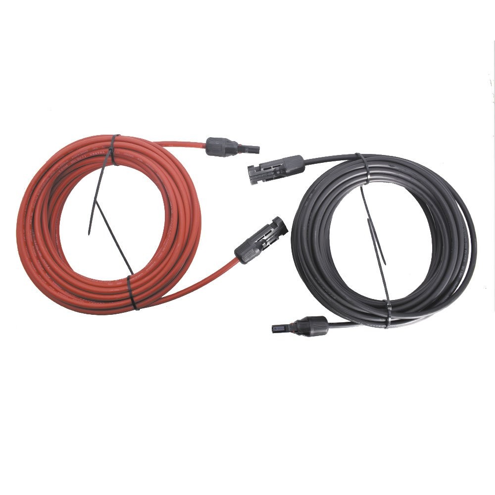 30Feet 1 Pair 10AWG Solar Panel Extension Cable Black + Red Wire Connector