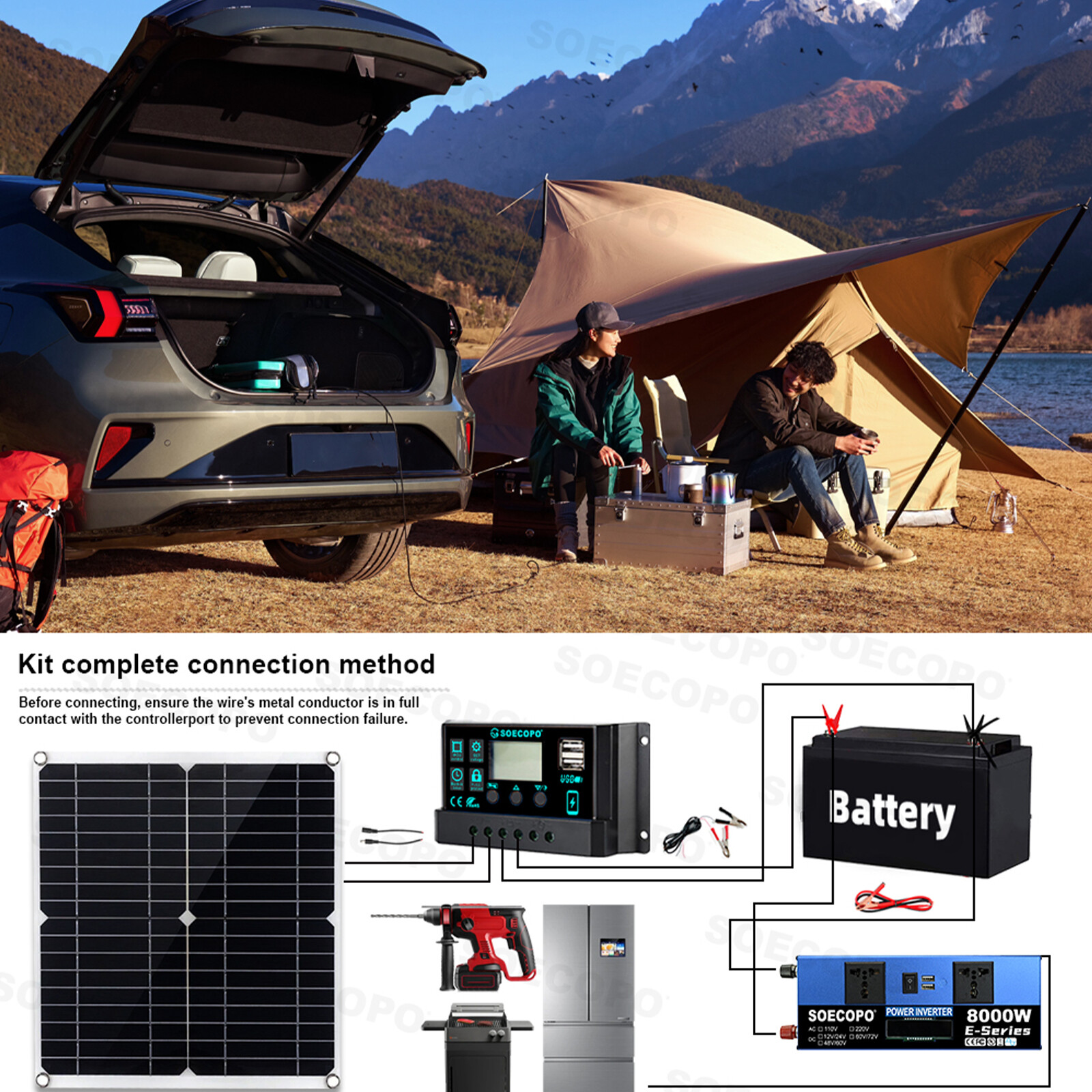 Solar Full Kit 8000w 110v Inverter 300W Solar Panel Home 100A Controller System