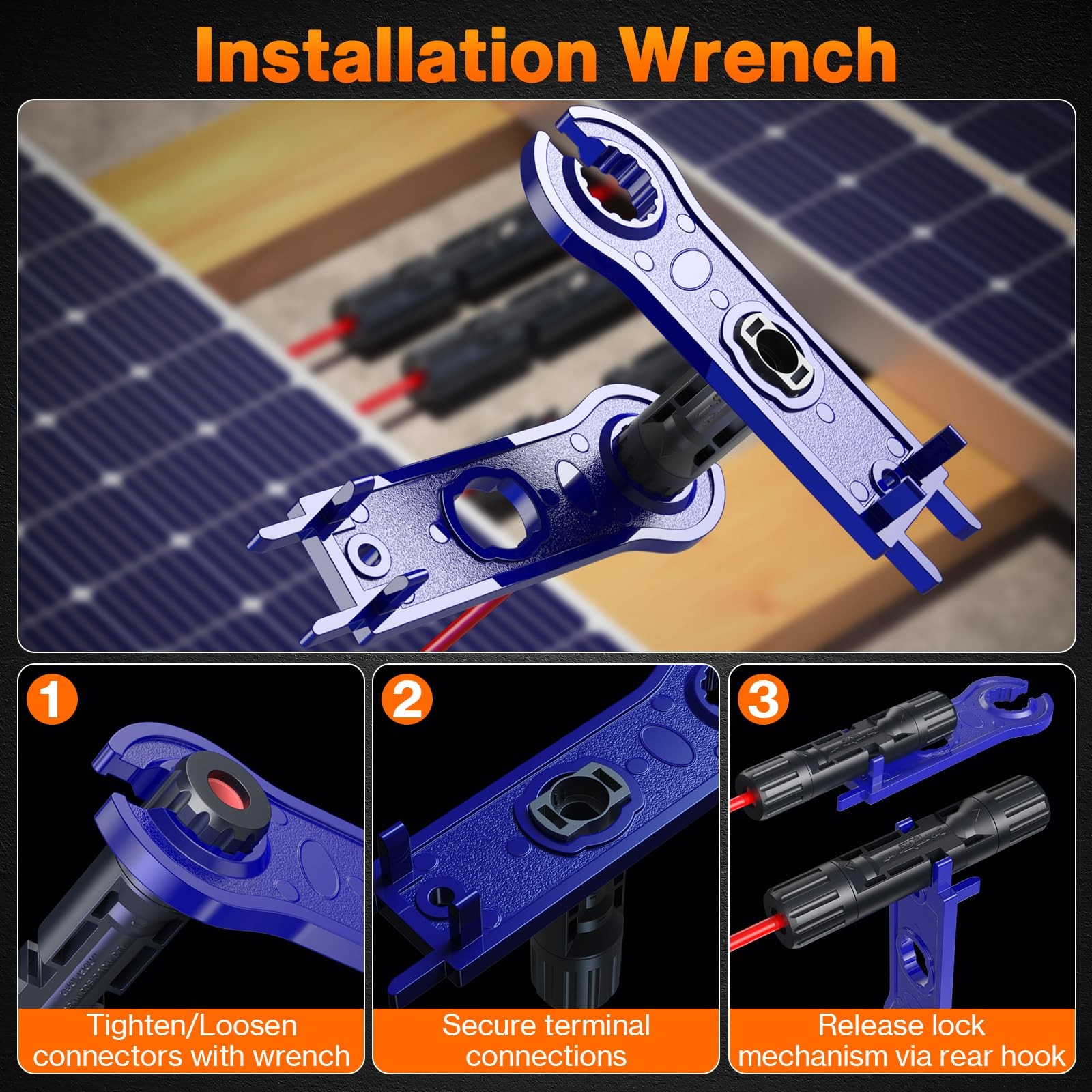 Solar Connector Crimping Tool Kit, 6Pcs Solar Panel Cable Connectors with Rat…