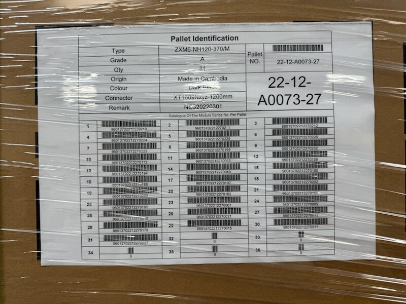 ZnShine : ZXM6-NH120-370/M 370 Watt Solar panel black frame NEW PALLET OF 31pcs