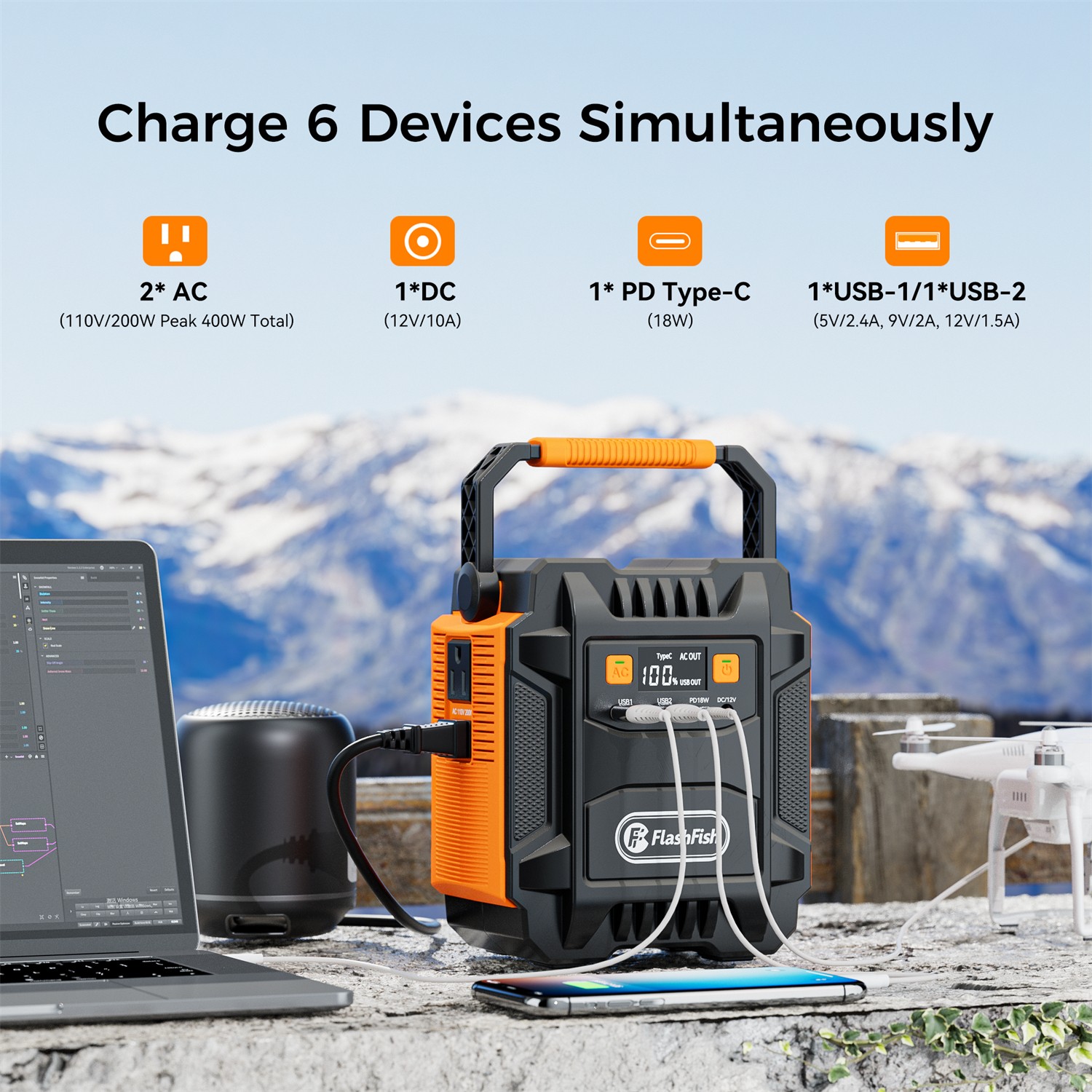 FlashFish A201 200W Portable Power Station 172.8Wh Solar Generator for Camping