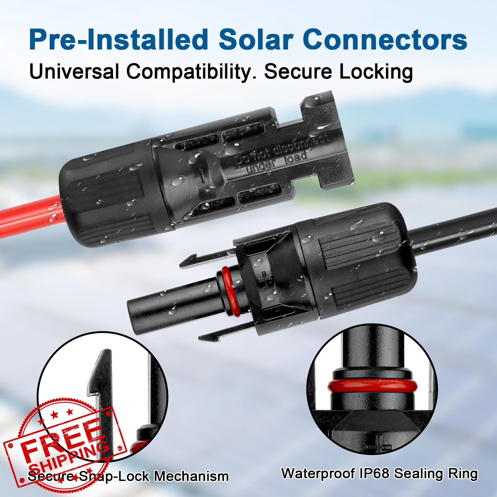 XRDS-RF 10AWG Solar Cable 5FT 2 Pack Red Black