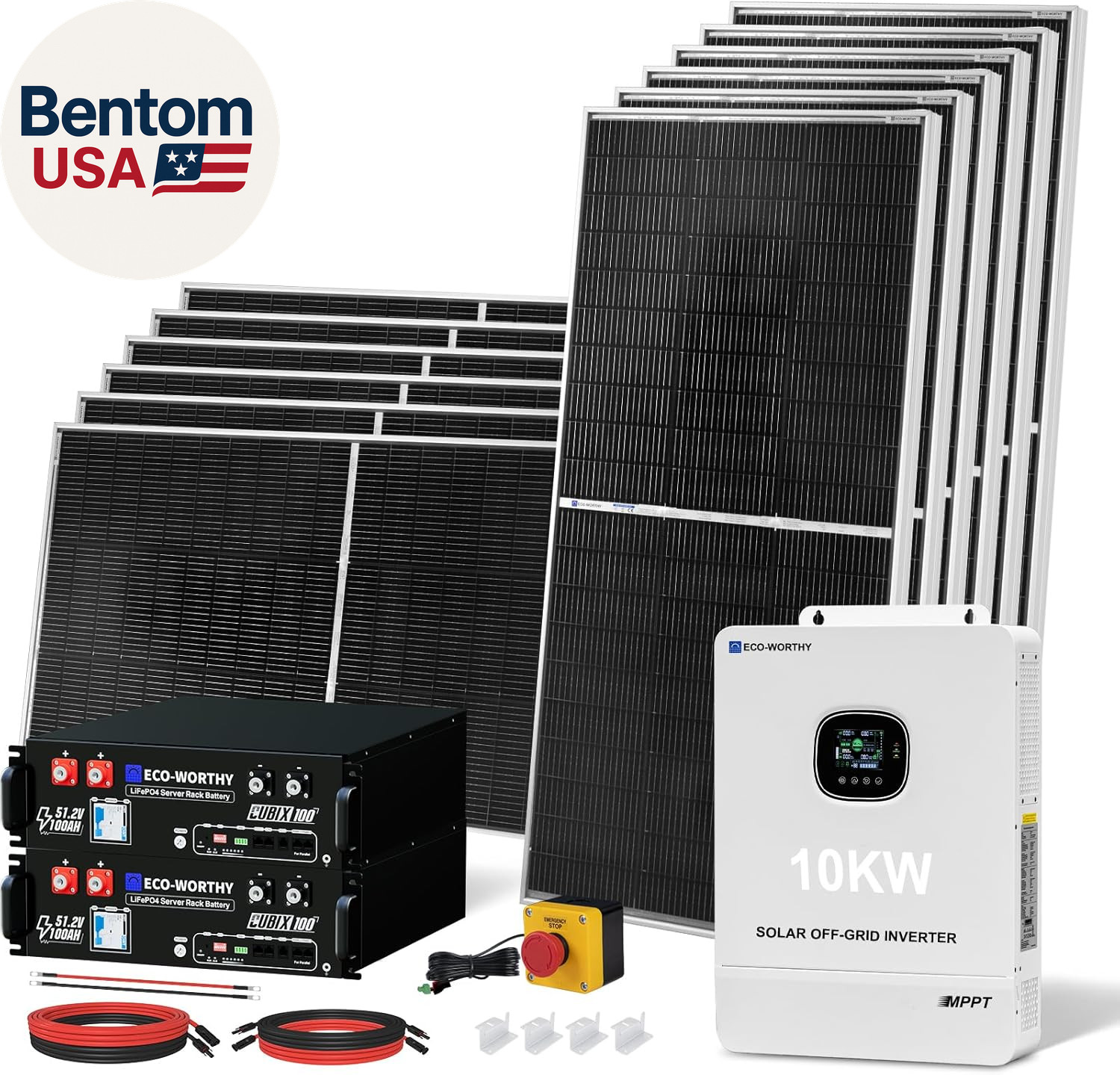 10KW Output 9.36KWH off Grid Solar System Complete Kit for Home:12Pcs 195W Solar