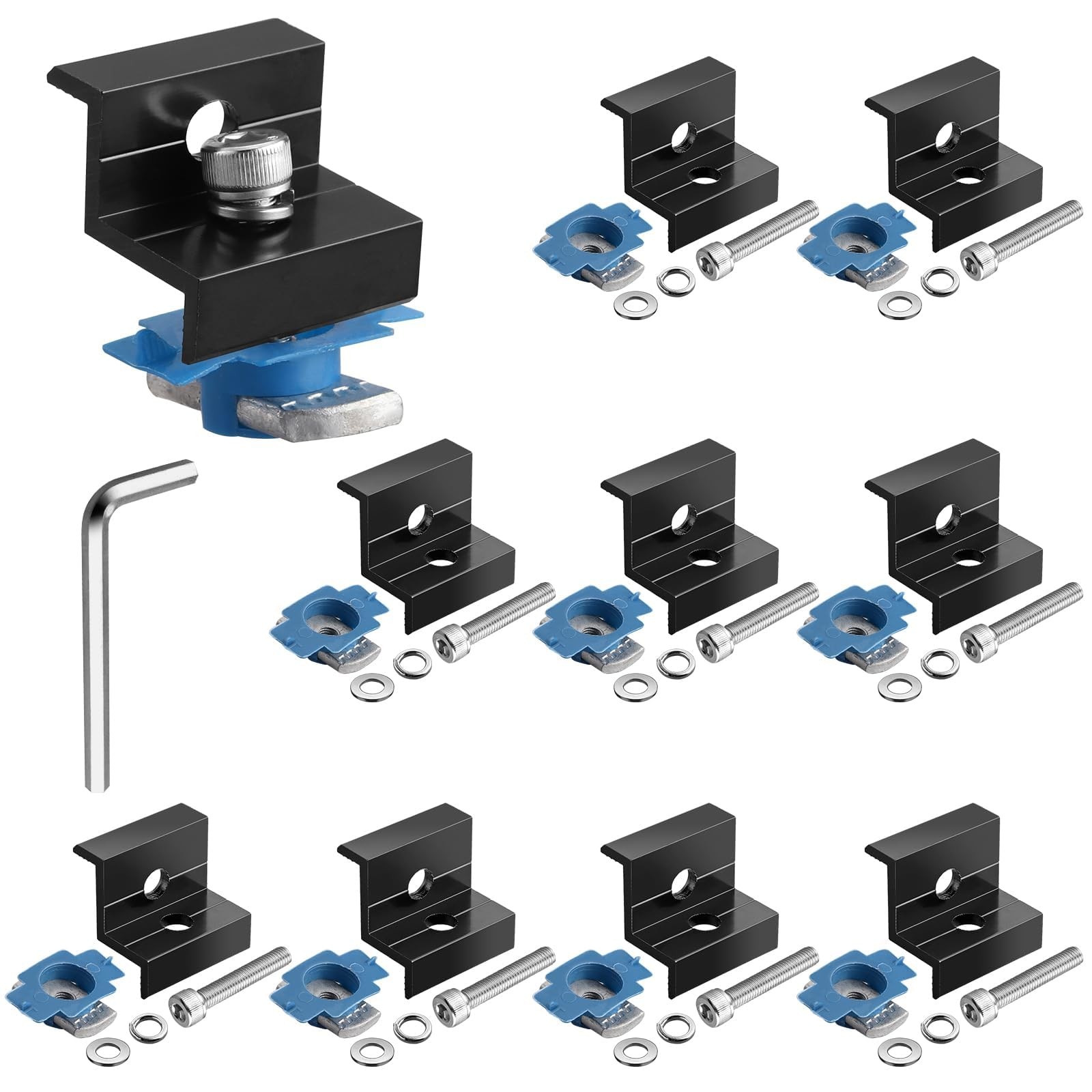 Anbte 10pcs Solar Panel End Clamp for Standard Unistrut, Aluminum 30mm/35mm Sola