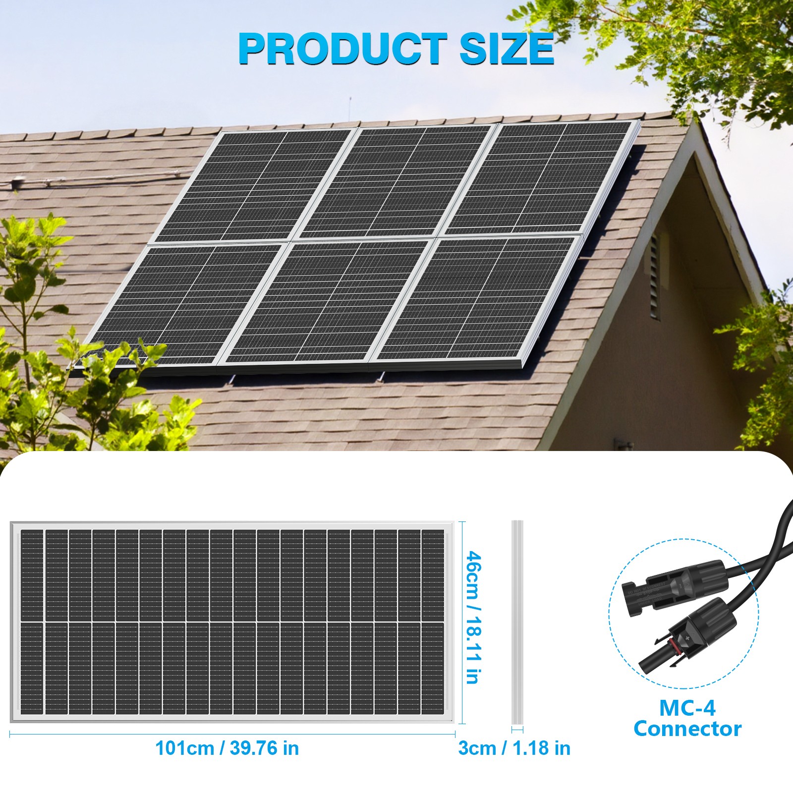 400W Solar Panel Mono 18BB N-Type Cell Module PV RV Boat Home Off Grid (4*100W)