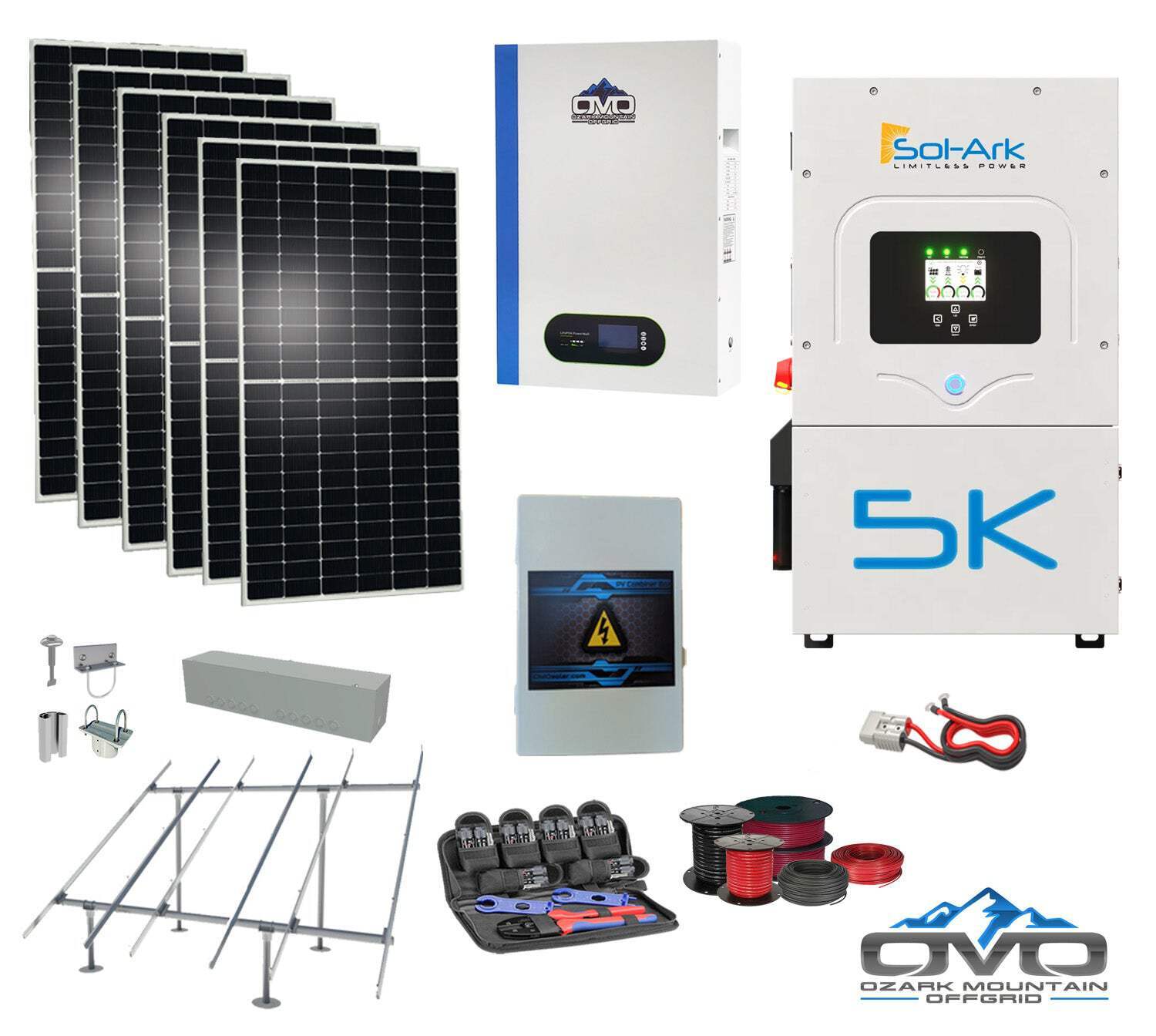 3.3KW Complete Offgrid Solar Kit + 5K Sol-Ark Inverter + 5.12KW OMO 48V Patriot