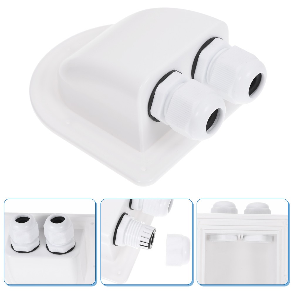 1 Pack Reusable Solar Cable Entry Gland Dual Hole White ABS for Camper Wiring