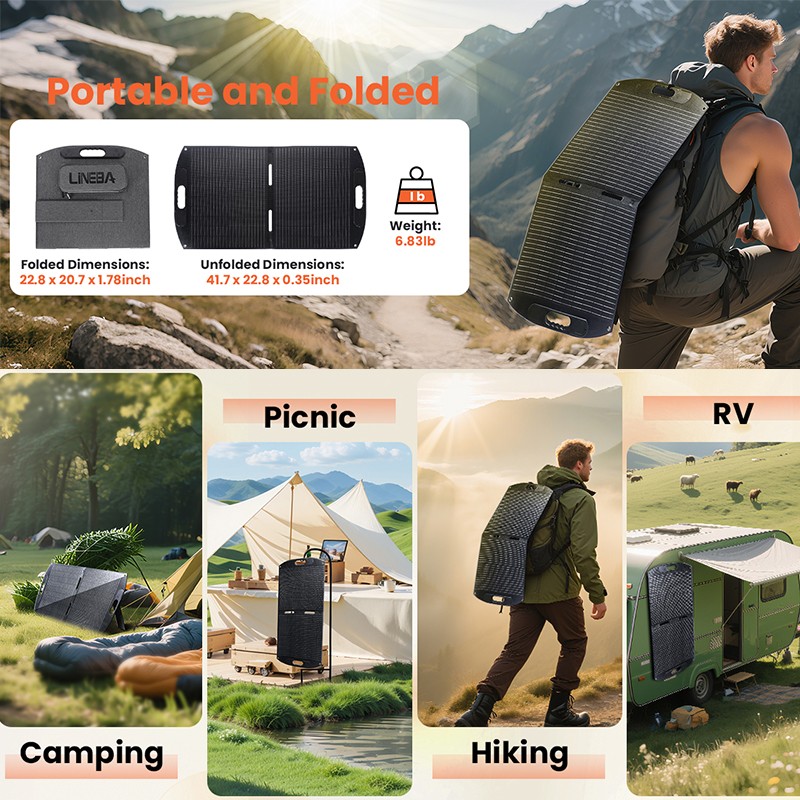22V 200W Foldable Mono Solar Panel Caravan Camping Home Battery Charger Boat RVs