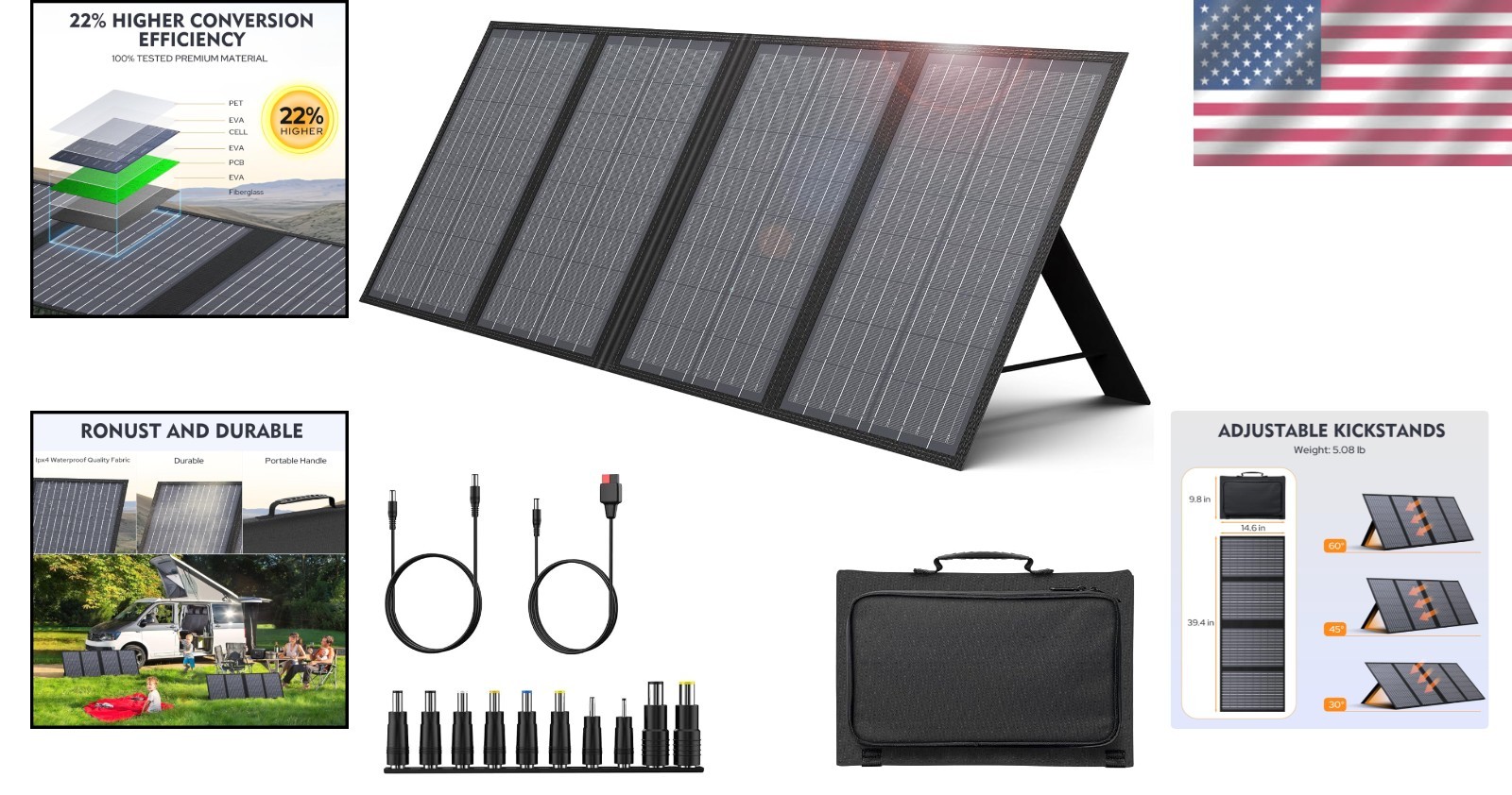 60W Foldable Solar Panel Charger: Efficient Power Solution for Camping Trips